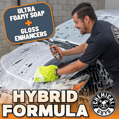 Chemical Guys CWS_808 Hybrid Foaming High Gloss Car Wash Soap (Works with Foam Cannons, Foam Guns or Bucket Washes) Safe for Cars, Trucks, Motorcycles, RVs & More, 128 fl oz (1 Gallon), Orange Scent