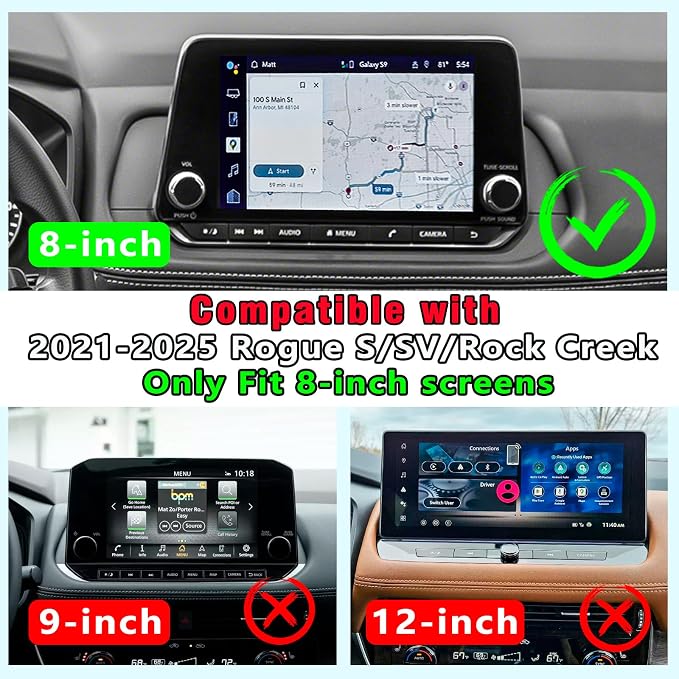 3PCS Center Console Organizer Compatible with 2021-2025 2026 Nissan Rogue S/SV/Rock Creek Dashboard Tray Armrest Storage Box Lower Center Console Interior Accessories(Only Fit 8-Inch Screen)