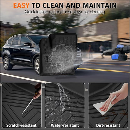 All Weather Car Floor Mats Cargo Liner for Ford Escape 2013-2018 2019, TPE Rubber Floor Liners Anti-Slip Full Set Automotive Mats for 2019 Ford Escape Accessories
