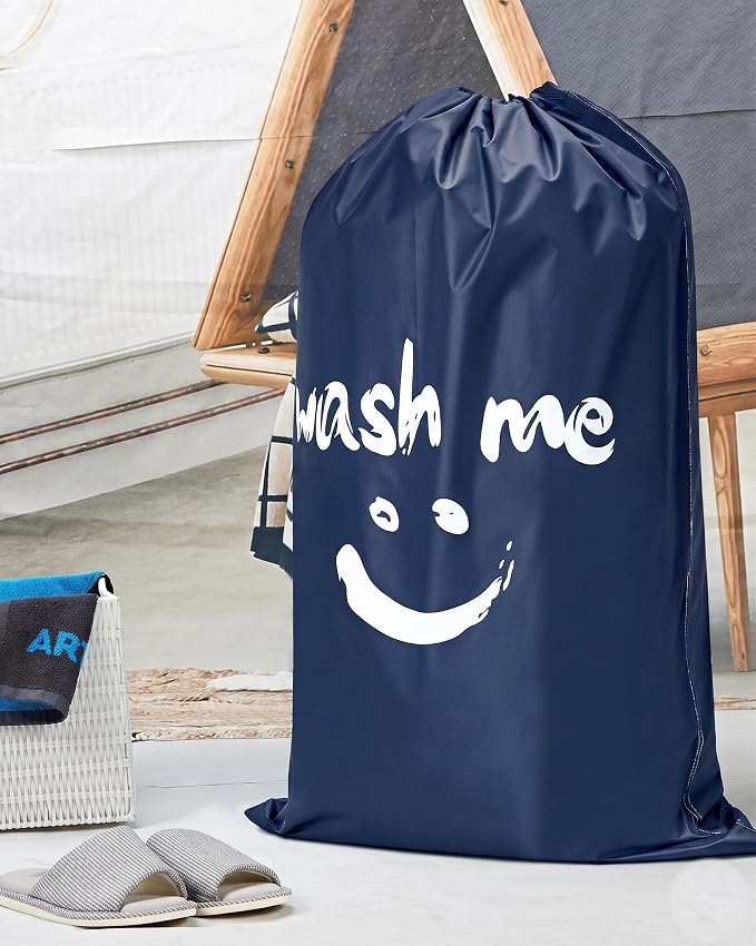 HOMEST 2 Pack XL Laundry Bags 28" x 40", Extra Large Dirty Clothes Organizer Holds 3-4 Loads, Machine Washable Drawstring Laundry Bag for Dorm, Camp, Laundromat, Family, Travel, Sky blue & Blue