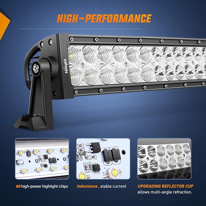 Nilight LED Light Bar 32 Inch 180W 12600LM Spot Flood Combo Driving Lamp Roof Bumper Off Road Work Pods for Van Camper Wagon Car Pickup Golf Cart ATV UTV SUV Truck Boat 4x4