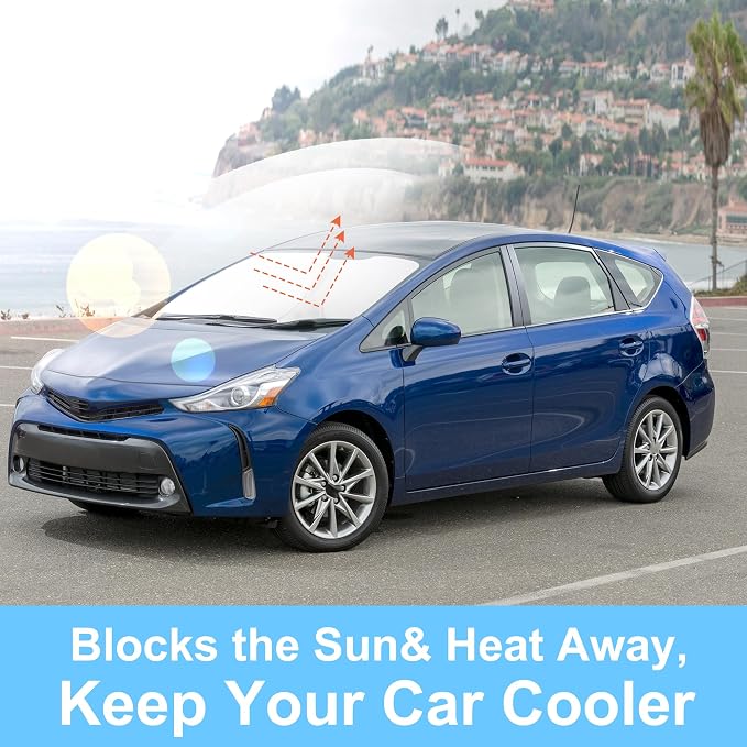 TINGLU Sun Shade for Toyota Prius Hatchback 2010-2015(Not for Prius C or Prius V) Accessories Windshield Sun Shade Window Shade UV Rays Protection Sun Visor Cover