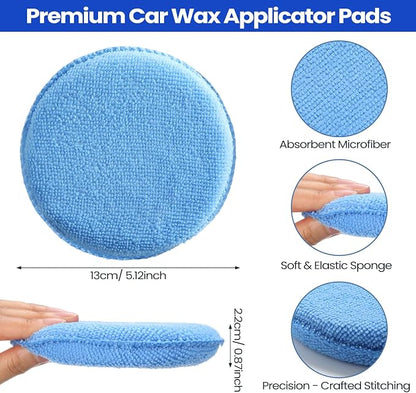 Tallew 50 Pcs Car Wax Microfiber Applicator Pads 5" Diameter Polishing Foam Pads Tire Soft Foam Sponge for Cars Detail Buffing Cleaning Polishing(5 Colors)