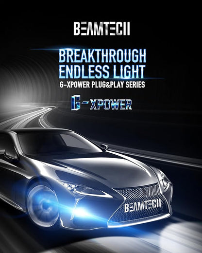 BEAMTECH 9005 Light Bulbs, G-XPower Chips HB3 Fog Light Bulb 500% Brighter 6500K Xenon White Plug and Play, Pack of 2