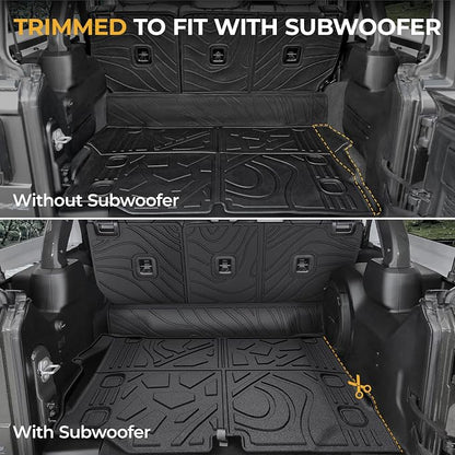 Floor Mats for Jeep Wrangler JL 4XE 4-Door 2021-2025 2026, All Weather Floor Mats Trunk Cargo Liner with Backrest Protectors and Door Sill Guards Accessories, Full Coverage Set