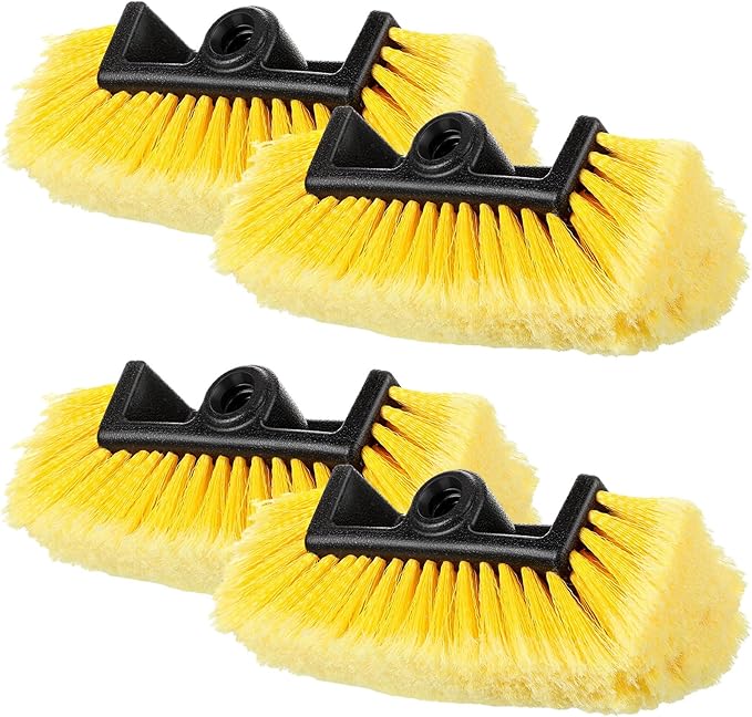 Vesici Car Wash Brush Head with Soft Detailing Bristle Flow Thru Car Cleaning Brush Exterior Car Wash Equipment for Auto Truck RV Boat Camper Washing, 10 Inch(Yellow,4 Pcs)