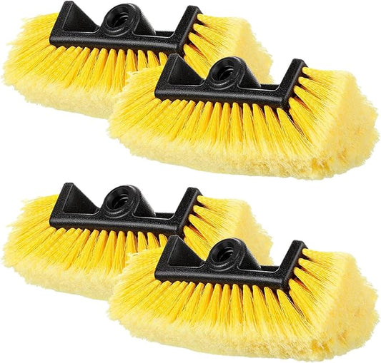 Vesici Car Wash Brush Head with Soft Detailing Bristle Flow Thru Car Cleaning Brush Exterior Car Wash Equipment for Auto Truck RV Boat Camper Washing, 10 Inch(Yellow,4 Pcs)