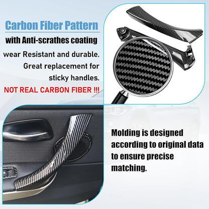 Compatible with BMW 3 Series Door Handle Replacement E90/E91/E92/E93 2004-2011,6PCS Left Right Passenger Interior Door Pull Handle for 318i,320i,323i,325i,328i,330i,335i(Carbon Fiber Pattern)