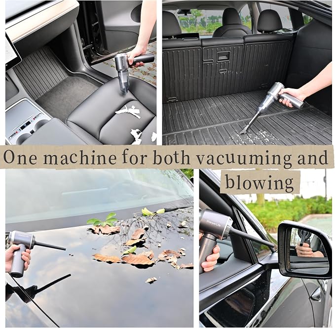Sharperlife Cordless Handheld Vacuum, Portable Rechargeable 15000Pa Strong Suction Vacuum, 30mins Runtime Lightweight for Car Home Camping