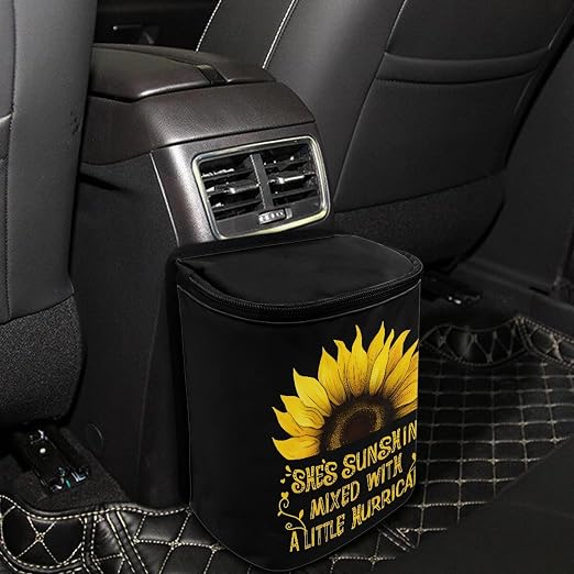 BIGCARJOB Sunflower Car Trash Bag for Back Seat Women Cute Auto Garbage Cans Hanging Vehicle Trash Bags Bins,Sunflower Auto Accessories Interior Car Organizer Bag(She's Sunshine Sunflower)