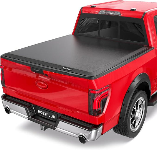 MOSTPLUS Soft Roll-up Truck Bed Tonneau Cover On Top Compatible with 2022 2023 2024 2025 Ford Maverick Bed 3 Fold Fleetside (4.5 FT Feet Bed-54.4 inch