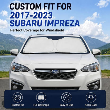 Custom Fit Windshield Sun Shade for Subaru Impreza 2017-2023 | Custom Fit Windshield Cover, Blocks UV Rays, Double-Layer Heat Shield, Durable Frame, Easy Fold & Storage
