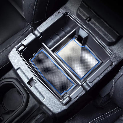 Compatible with Center Console Organizer Tray Jeep Wrangler JL/JLU 2018-2022 2023 2024 2025 2026 and Jeep Gladiator JT Truck 2020-2024 2025 2026 Insert Armrest Accessories (Not for JK/JKU)(Blue Trim)