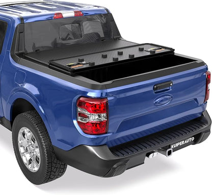 KUIPERAUTO 4.5 ft(4'6") Fiberglass Hard Tri Truck Bed Tonneau Cover Compatible for Ford Maverick 2022-2024 Bed 54inch