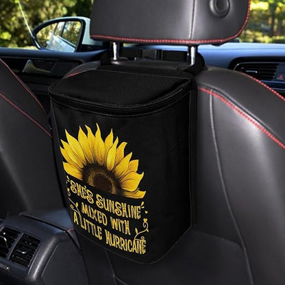 BIGCARJOB Sunflower Car Trash Bag for Back Seat Women Cute Auto Garbage Cans Hanging Vehicle Trash Bags Bins,Sunflower Auto Accessories Interior Car Organizer Bag(She's Sunshine Sunflower)