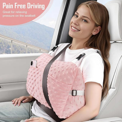 Post-Surgery Mastectomy Heart Chest Pillow with Pockets, Pink Comfort