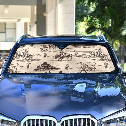 West Cactus Cowboy Windshield Sun Shade for Car Auto SUV Truck Foldable Front Window Sunshade Sun Visor Protector Block UV Rays Reflect Heat, 55" x 28"