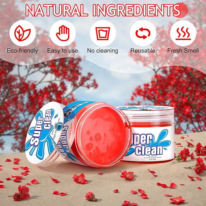 TeSabMi Car Cleaning Gel Car Cleaning Putty Car Putty Car Interior Cleaner Car Slime Car Detailing Kit Car Accessories Gifts for Men Women Stocking Stuffers Red
