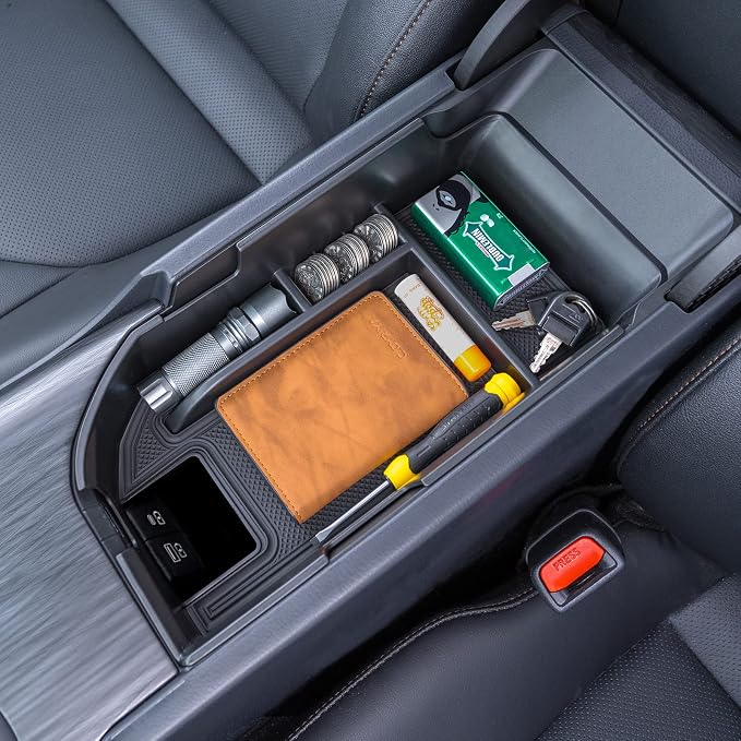TOPINSTALL Center Console Tray Compatible with 2018-2024 Toyota Camry XLE XSE and 2020-2024 Camry LE SE with Dual USB Ports, Interior Accessories Armrest Console Organizer (Not for 2025)