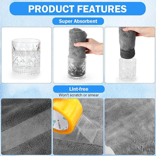 Tallew 15 Pcs 15 Pcs Car Microfiber Towels Buffing Drying Wash Cleaning Cloths Plush Large Towels Thick Care Polishing Detailing Waxing Scratch Proof Towel, 15.75 x 15.75 Inch (Dark Gray)
