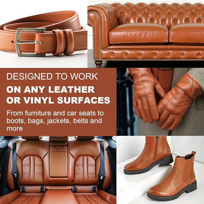 STARTSO WORLD 200Ml Leather Recoloring Balm with 100ML Leather Conditioner, Light Brown Leather Repair Kit for Furniture, Leather Dye, Leather Scratch Repair, Leather Couch Paint