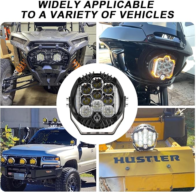 5 Inch Round Offroad Light - PSLER Driving Light Off Road 28W 5000LM Spot Flood Combo Work Light IP67 with DRL for Wrangler Pickup SUV ATV UTV Cart Trucks 4x4 F150（White）