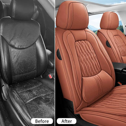 WELLDO Car Seat Cover, 2 Seats, Brown | Waterproof, Scratch-Resistant, Breathable & Easy to Clean, Universal Fit for SUV Sedan Truck, Full Set