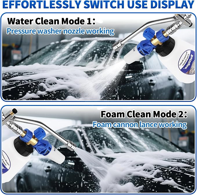 Pressure Washer Extension Wand Dual-Connector Tool, 1/4 Inch Quick Connect Switch Double Tip Attachment for Foam Cannon, Power Washer Extension Cleaner Accessory for Home, Boat and Car Washing