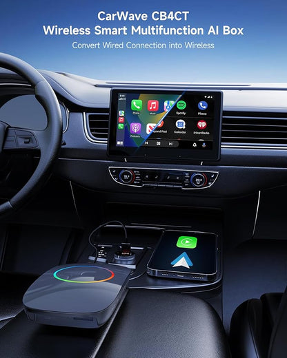 Wireless Carplay Adapter ATOTOOUT Magic AI Box - Wireless Android Auto Adapter, Support for YouTube, Netflix, HDMI Output, Dual Wi-Fi AI-Powered, OTA, CB4CT-GY