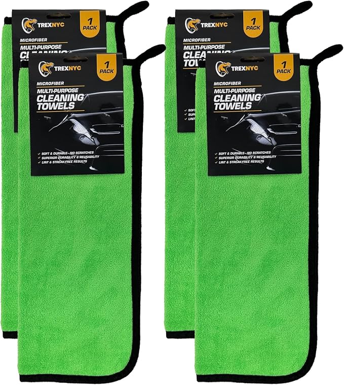Microfiber Cleaning Cloth Set - Soft & Durable Cleaning Towels with Superior Durability & Reusability (4 Packs, Cleaning Towels, 1 Count)