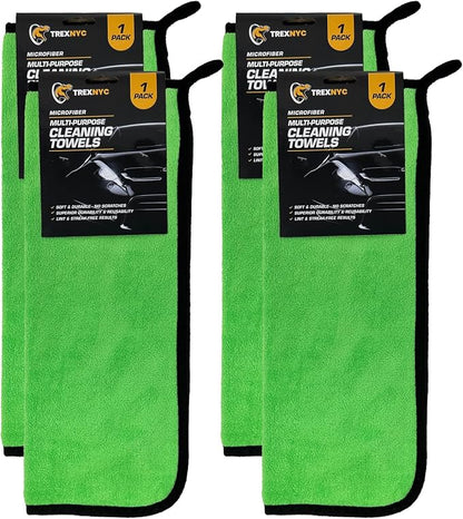 Microfiber Cleaning Cloth Set - Soft & Durable Cleaning Towels with Superior Durability & Reusability (4 Packs, Cleaning Towels, 1 Count)