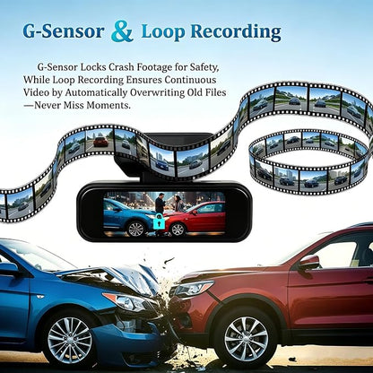 Dash Cam Front and Rear, 4K+1080P Dash Camera for Cars, 7Track Dual Car Camera with WiFi & APP Control, 64GB Card, 3.19" IPS Screen, HDR, Night Vision, G-Sensor, Parking Mode, Loop Recording