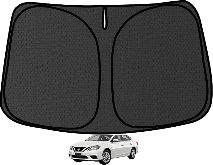 Sentra Customized Windshield Sun Shade for 2013 2014 2015 2016 2017 2018 2019 Sentra S/SV/SR Front Window Sunshade Visor Protector Foldable Blocks UV Rays Keep Car Cooler Accessories