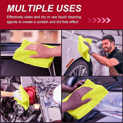 Oudain 200 Pcs Microfiber Cleaning Cloth 16x16 Inch Microfiber Towels for Car Ultra Absorbent Cleaning Rags Reusable Lint Free Streak Free Detailing Towel for Car Washing Drying Dusting (Yellow)