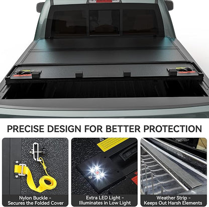 AUTOSAVER88 Hard Quad Fold Truck Bed Tonneau Cover Fit for Dodge Ram 1500 2002-2026 (Classic & New), Fits for Dodge Ram 2500 3500 2003-2026 with 6.4ft Bed Without Rambox