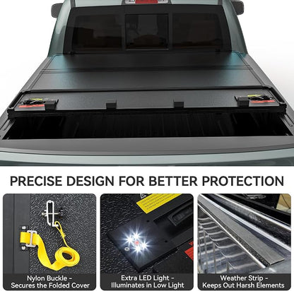 AUTOSAVER88 Hard Quad Fold Truck Bed Tonneau Cover Fit for Ford F-150 F150 2015-2026 with 6.5ft Bed Excl. Raptor Series