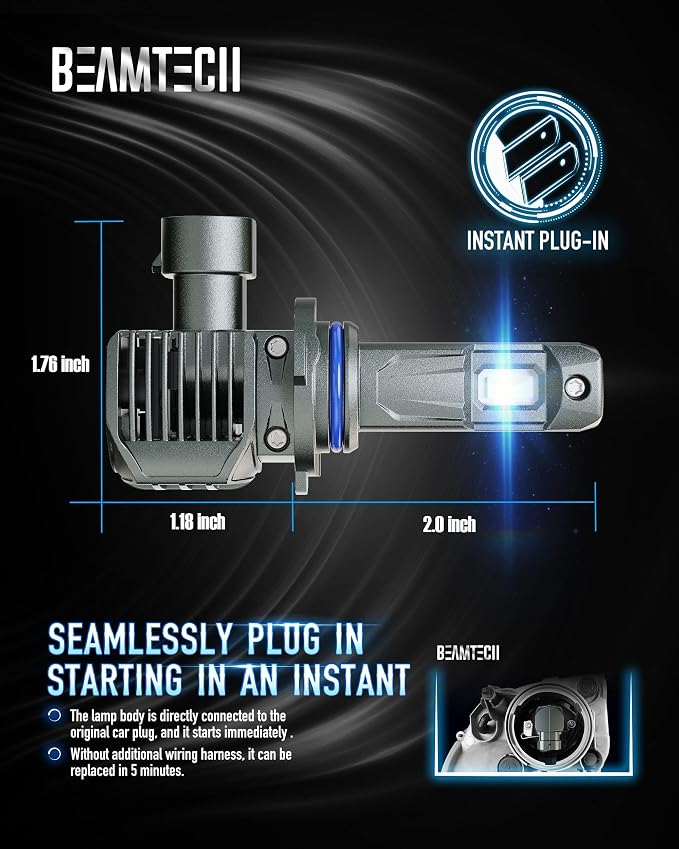 BEAMTECH 90-12 Bulbs, Fog Light, G-XPower Chips 500% Brighter Plug and Play, Pack of 2