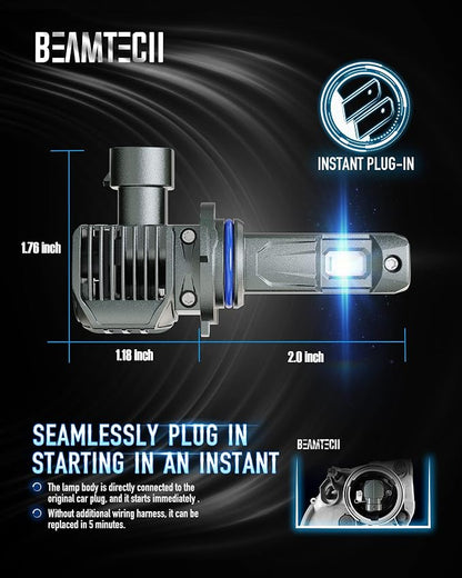 BEAMTECH 90-12 Bulbs, Fog Light, G-XPower Chips 500% Brighter Plug and Play, Pack of 2