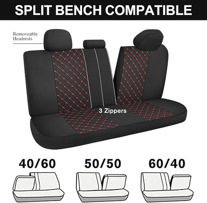 YGL Breathble Car Seat Covers Full Set, Washable Seat Covers for Cars, Premium Cloth Car Seat Protectors, Interior Covers for Cars, Sedan Van Truck SUV(Black/Red)