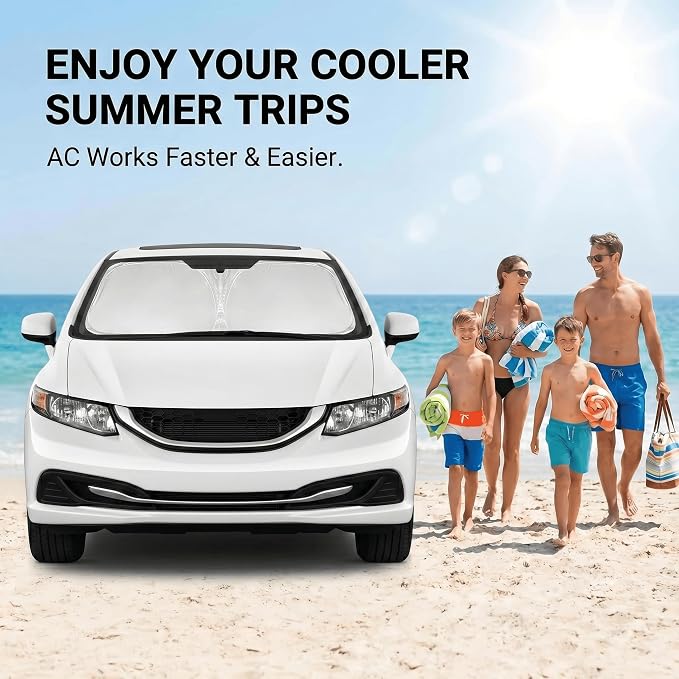 Windshield Sun Shade for Honda Civic 2006-2015 Sunshade Front Window Shade Custom Fit Civic Accessories Sun Visor Foldable Shade Blocks UV Rays Accessories