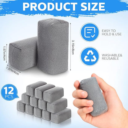 Riakrum 12 Pack Microfiber Applicator Pads Suede Car Detailing Sponge Ceramic Coating Applicator Pads Coating Sponge for Cars Graphene Metal Plastic Trim Ceramic Spray Applying Wax(Gray)