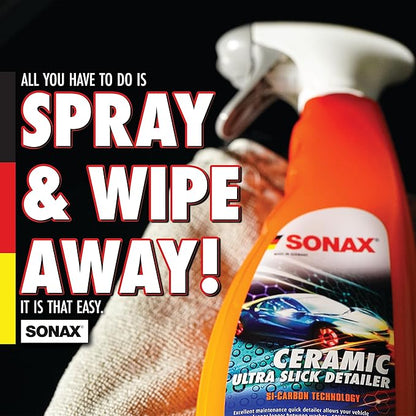 SONAX Ceramic Ultra Slick Detailer | Ceramic Quick Spray Detailer | Si Carbon Ceramic | Durable High Shine Detailer | Slick to the Touch Detailer | Waterless Wash | 750ml | 25.4 fl. Oz. | 268400