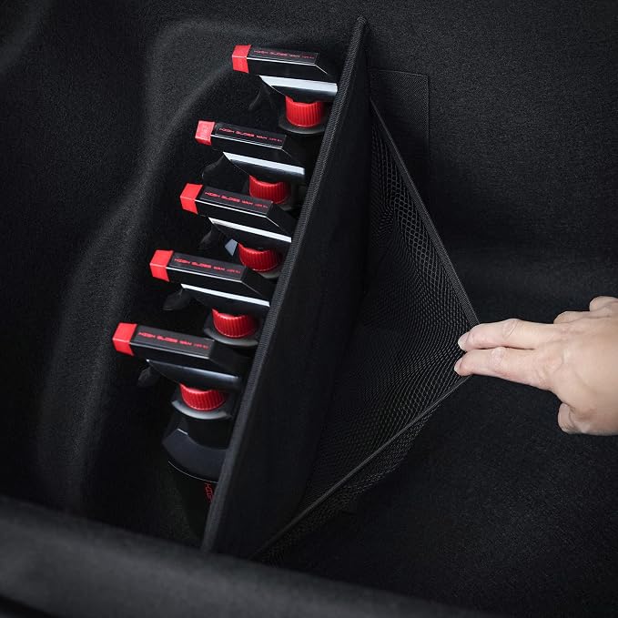 KMMOTORS Sub Trunk Divider of under-floor Compatible for Model Y, Model 3 (2017-2023) – Hidden Trunk Organizer – Dividers with Mesh Pockets for Storage Separation (Set of 2)