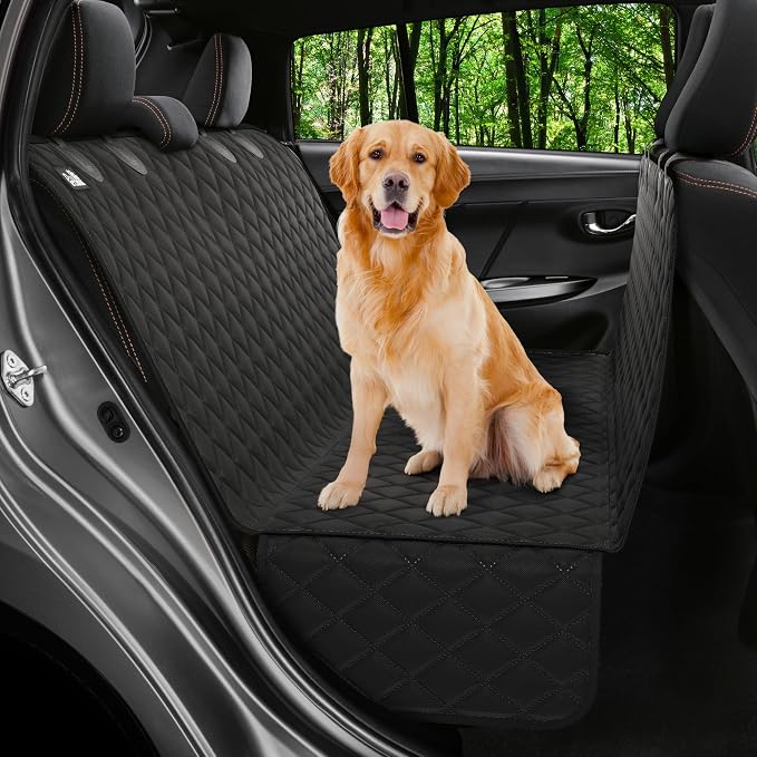 Petloox XL Dog Car Seat Cover for Back Seat, Waterproof Hammock for Car, SUV & Truck, Non-Slip Backseat Cover for Dogs, Heavy-Duty Dog Hammock Style Seat Protector Pets, Easy to Install & Clean