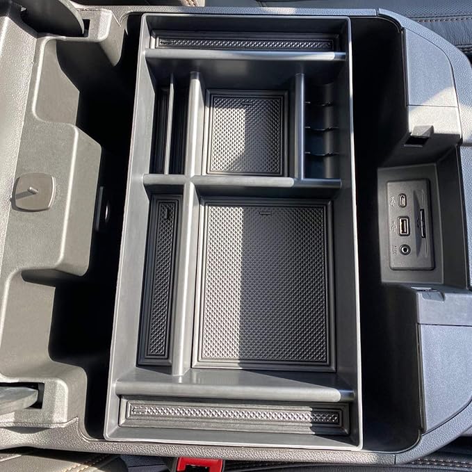 JKCOVER Center Console Organizer Tray Compatible with (2019-2024 2025) Chevy Silverado 1500/GMC Sierra 1500 and 2020-2025 Silverado/Sierra 2500/3500 HD - Full Console w/Bucket Seats ONLY，Black trim