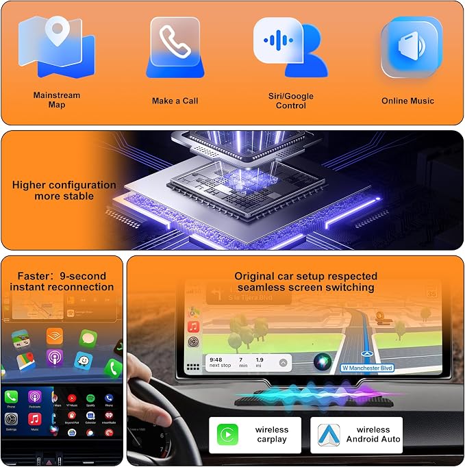 Wireless CarPlay Adapter for iPhone, Wired to Wireless CarPlay Dongle, Plug & Play, Auto-Connect, Low Latency, USB/Type-C Compatible with OEM Wired CarPlay Vehicles - LsdWkt
