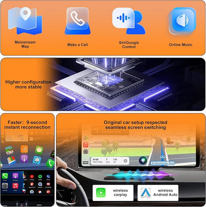 Wireless CarPlay Adapter for iPhone, Wired to Wireless CarPlay Dongle, Plug & Play, Auto-Connect, Low Latency, USB/Type-C Compatible with OEM Wired CarPlay Vehicles - LsdWkt