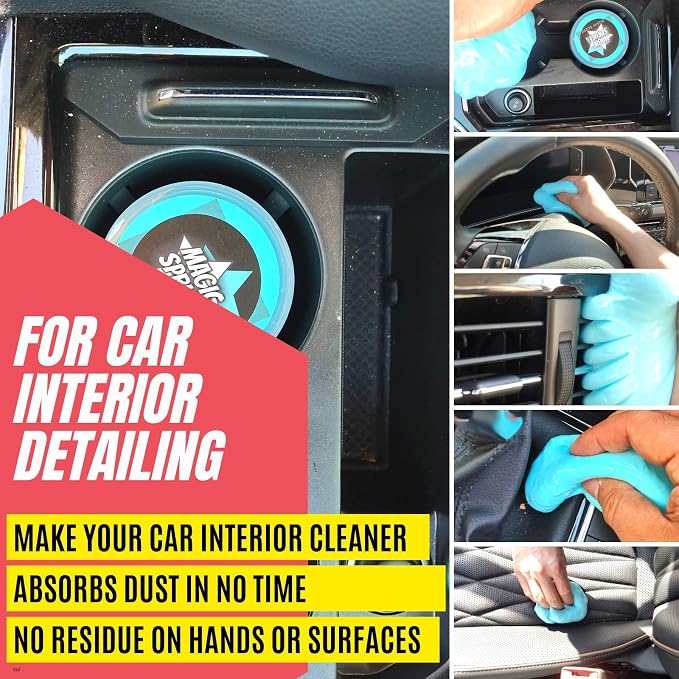 MAGIC SPRUCE Car Cleaning Gel,2 Pack Car Cleaning Putty with 4 Anti- Static Brushes, Vent Cleaner Duster Tools, Auto Dust, Pc Laptop, Keyboard, Car Interior Cleaning Kit Automotive Cleaning Supplies