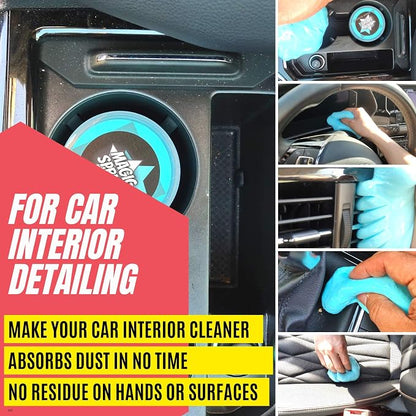 MAGIC SPRUCE Car Cleaning Gel,2 Pack Car Cleaning Putty with 4 Anti- Static Brushes, Vent Cleaner Duster Tools, Auto Dust, Pc Laptop, Keyboard, Car Interior Cleaning Kit Automotive Cleaning Supplies