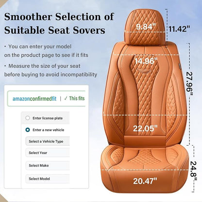 Coverado Seat Covers, Car Seat Covers Full Set, Leather Car Seat Cover, Car Seat Covers Front Seats Back Seat Cover Seat Protector Universal Fit Most Cars (Brown-All, FullSet)